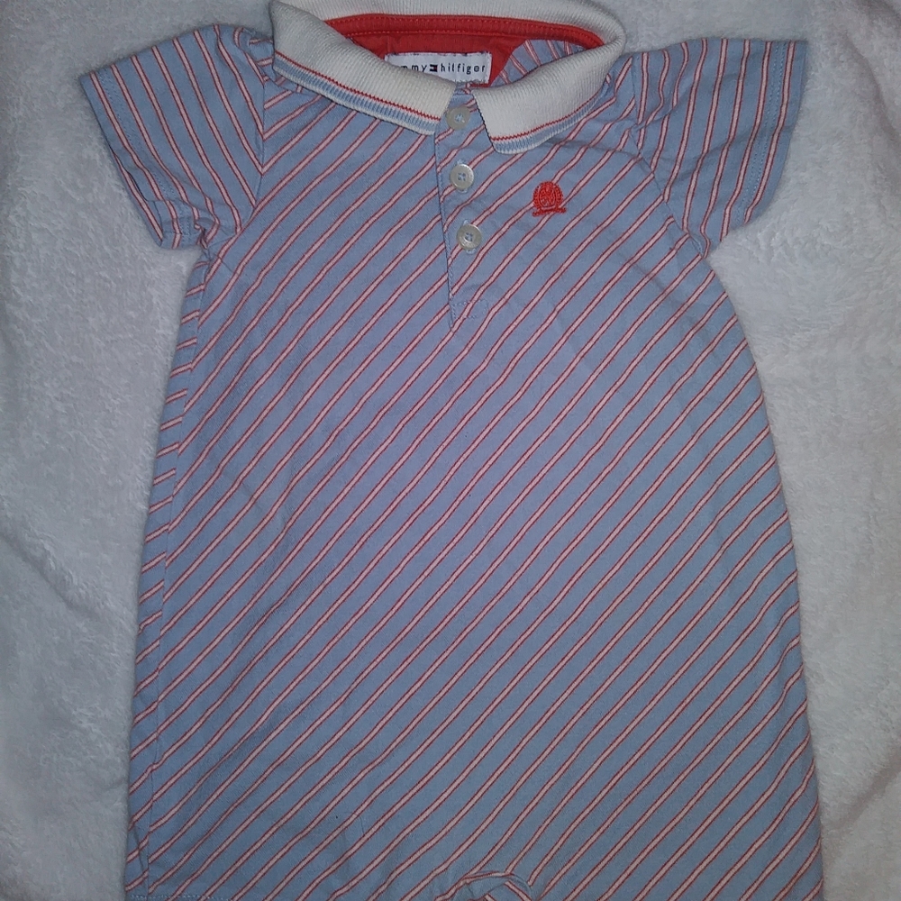 Tommy Hilfiger baby infant boys short sleeve collared Romper size 6-9m